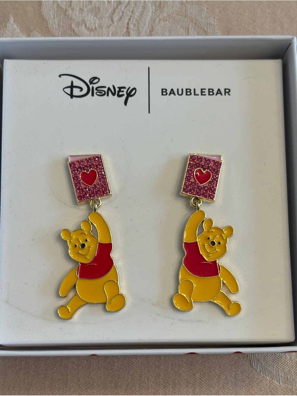 BaubleBar Disney Winnie the Pooh Yellow & Pink Drop Earrings